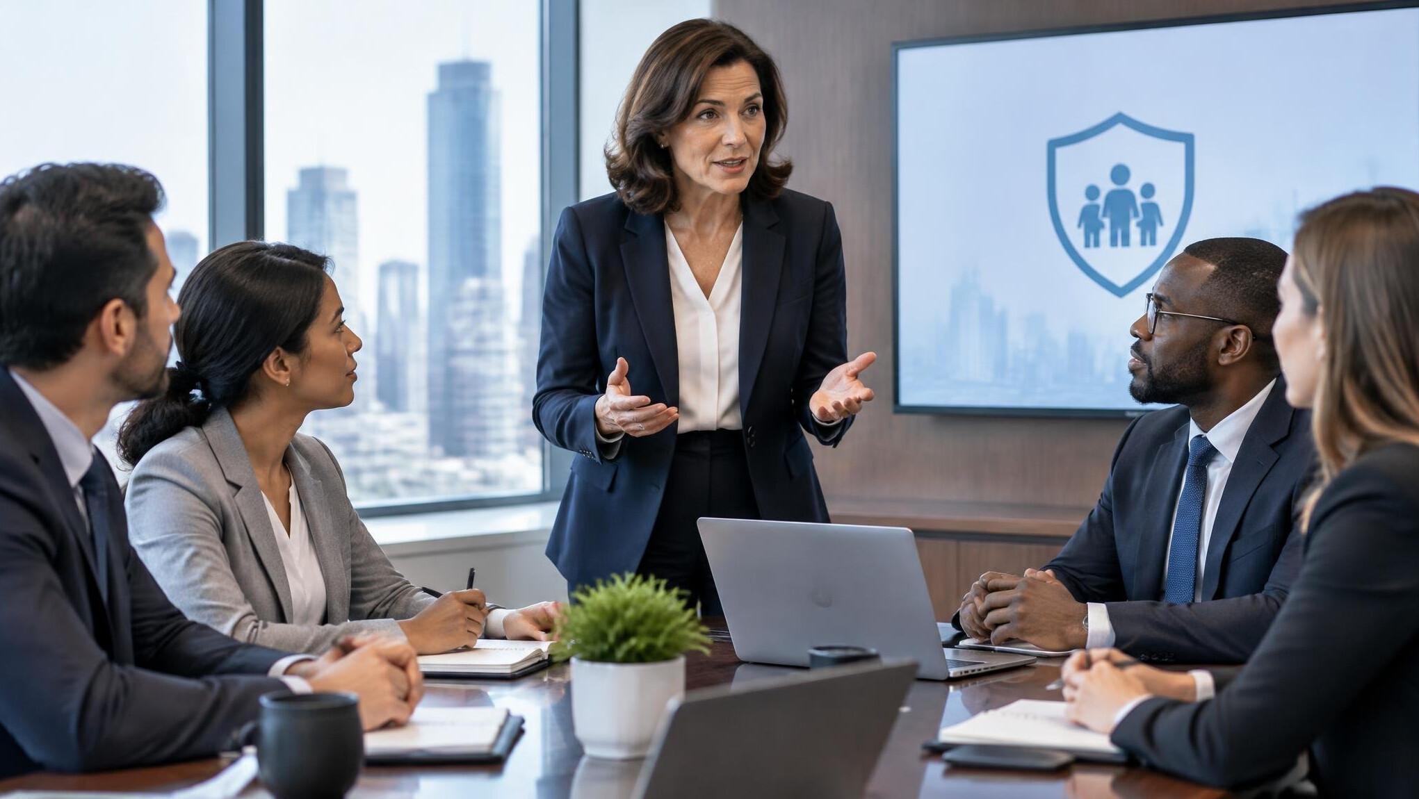 insurance executive leading team